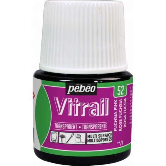 52 Rose Fuchsia Pebeo Vitrail– Διάφανo Σμάλτο Γυαλιού 45ml