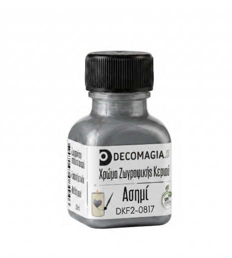 Χρώμα για ζωγραφική σε κεριά, Ασημί, 50ml